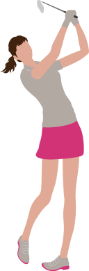 スイングを終えた女性ゴルファーのイラスト